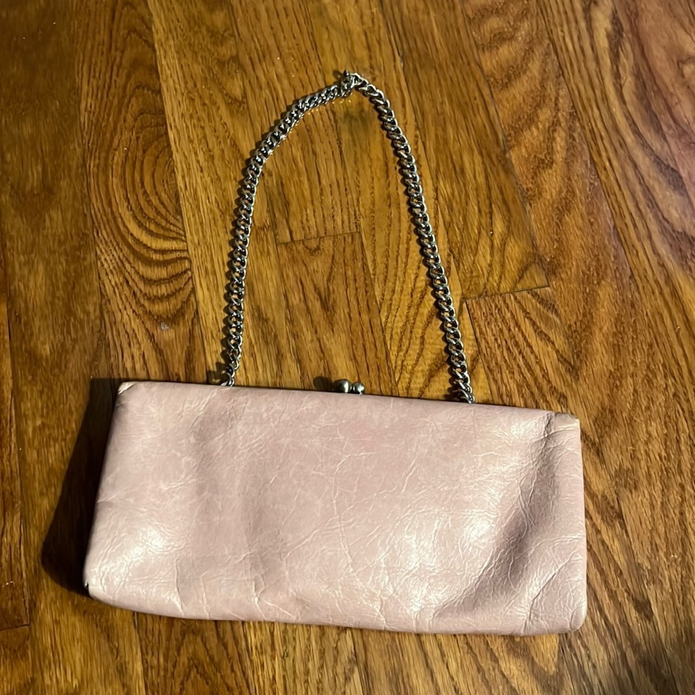 HOBO clutch or wrist handbag. EUC. Light pink leather.